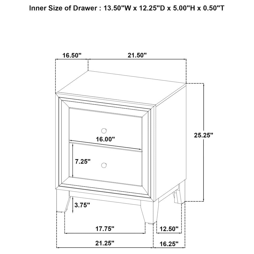 Welsley 2-drawer Nightstand Bedside Table Walnut