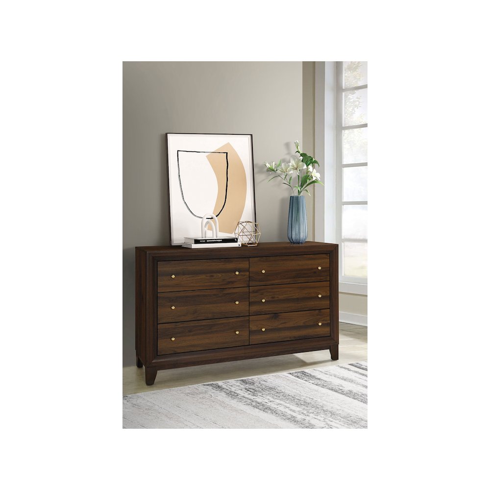 Welsley 6-drawer Dresser Cabinet Walnut