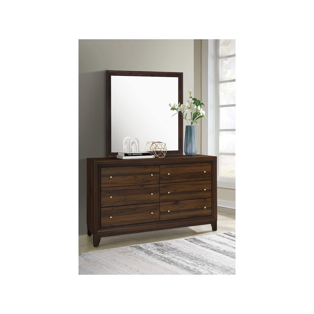 Welsley 6-drawer Dresser and Mirror Walnut