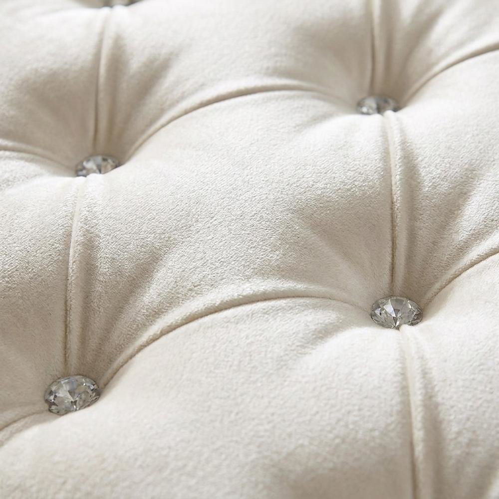 Upholstered Queen Panel Bed Frame and Headboard, Ivory / Camel