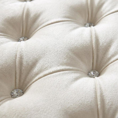 Upholstered Queen Panel Bed Frame and Headboard, Ivory / Camel