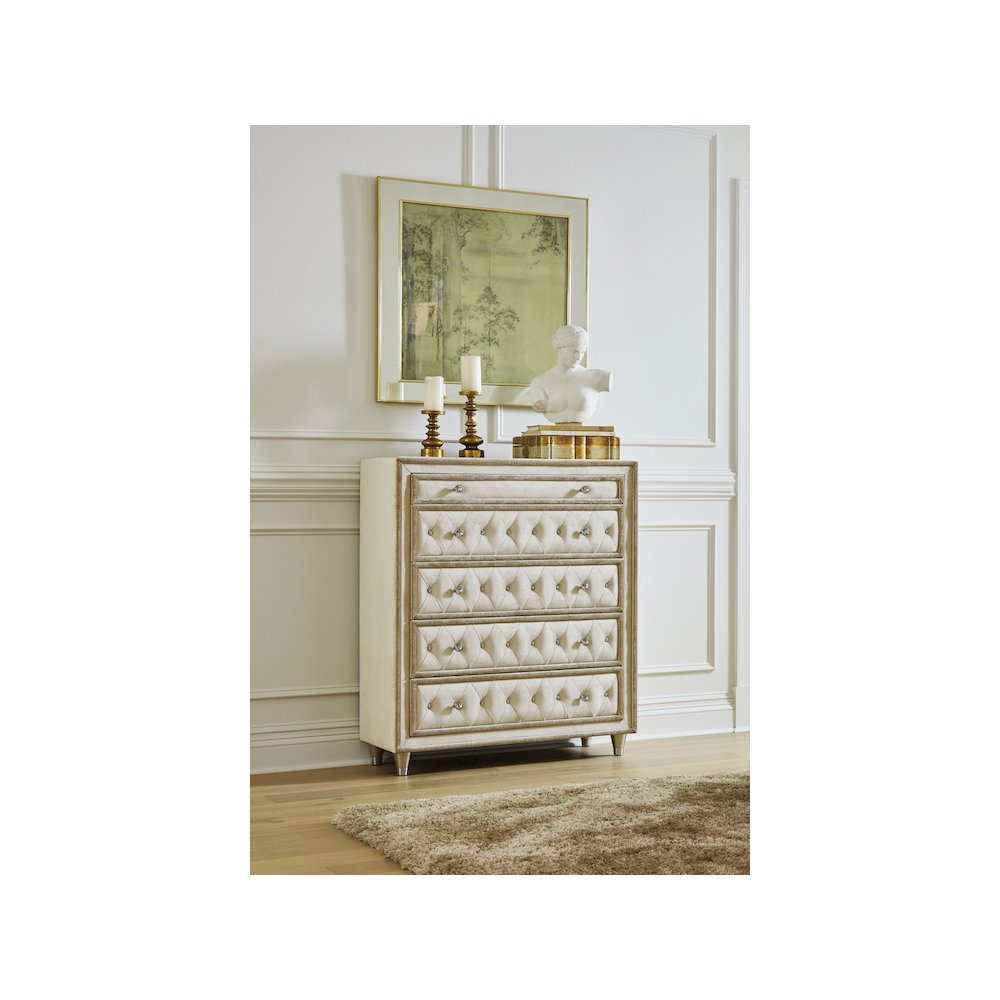 Antonella 5-drawer Bedroom Chest Ivory and Camel