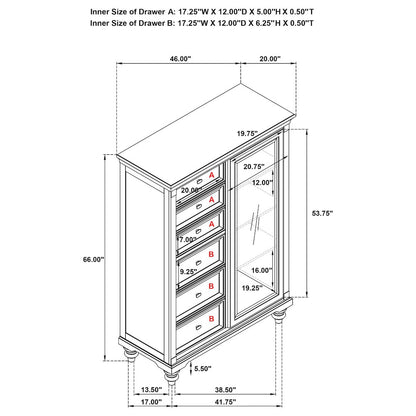 Andover 6-drawer Tempered Glass Door Chest Dark Oak