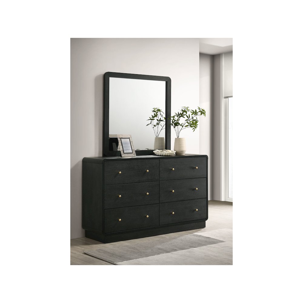 Cavelle 6-drawer Dresser and Mirror Black