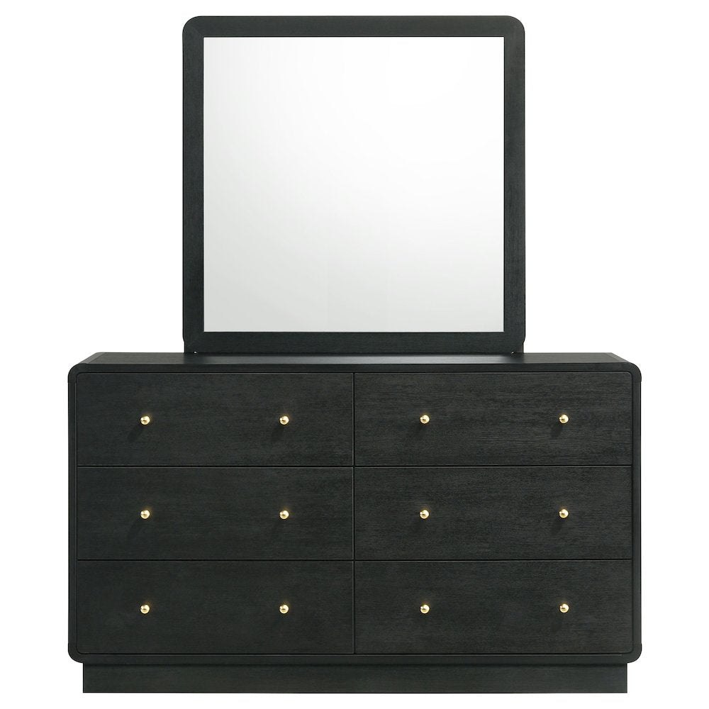 Cavelle 6-drawer Dresser and Mirror Black