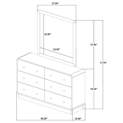 Cavelle 6-drawer Dresser and Mirror Black