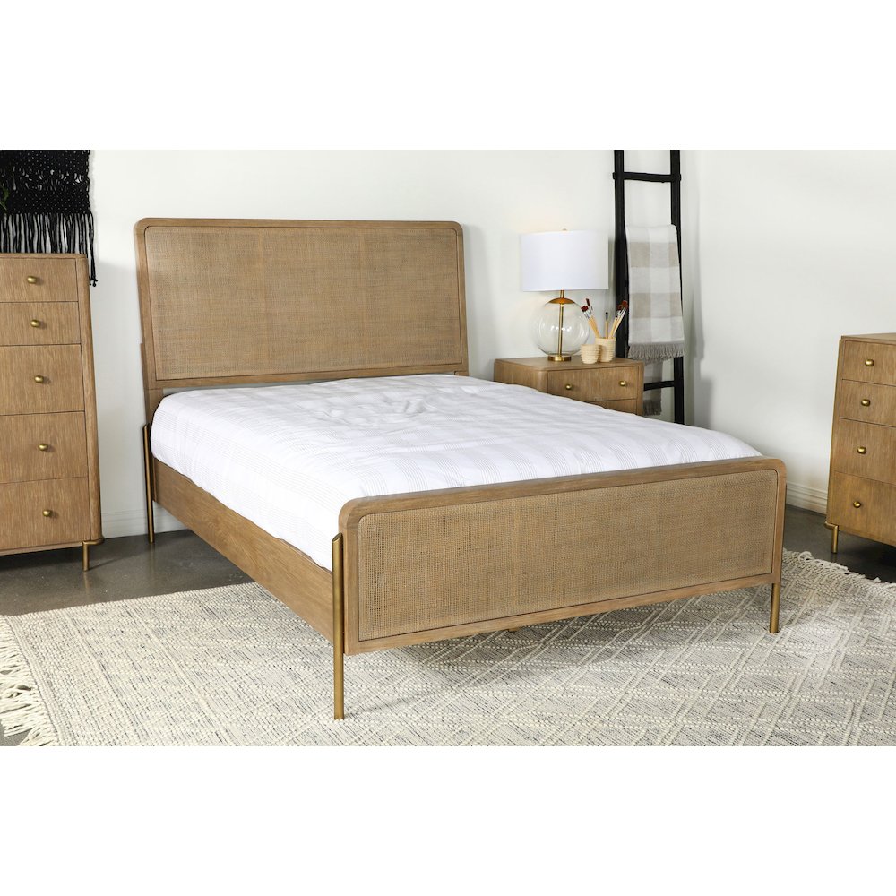 Arini Rattan California King Panel Bed Sand Wash and Natural