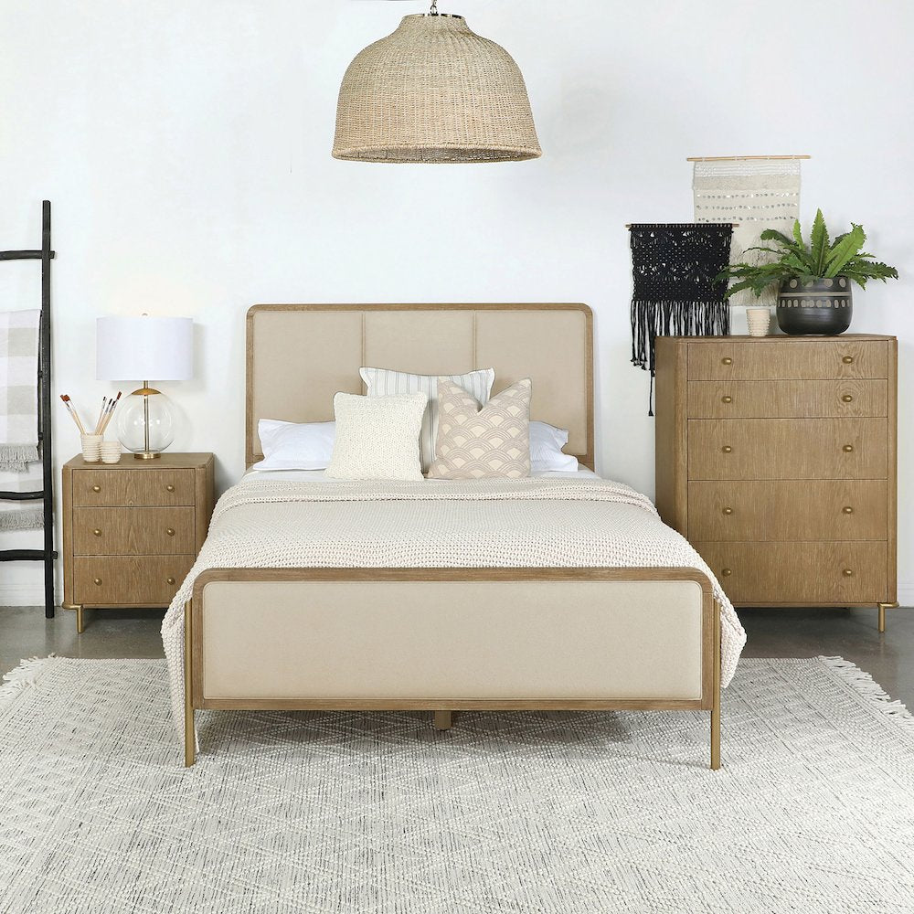 Arini 56-inch California King Panel Bed Cream and Sand Wash