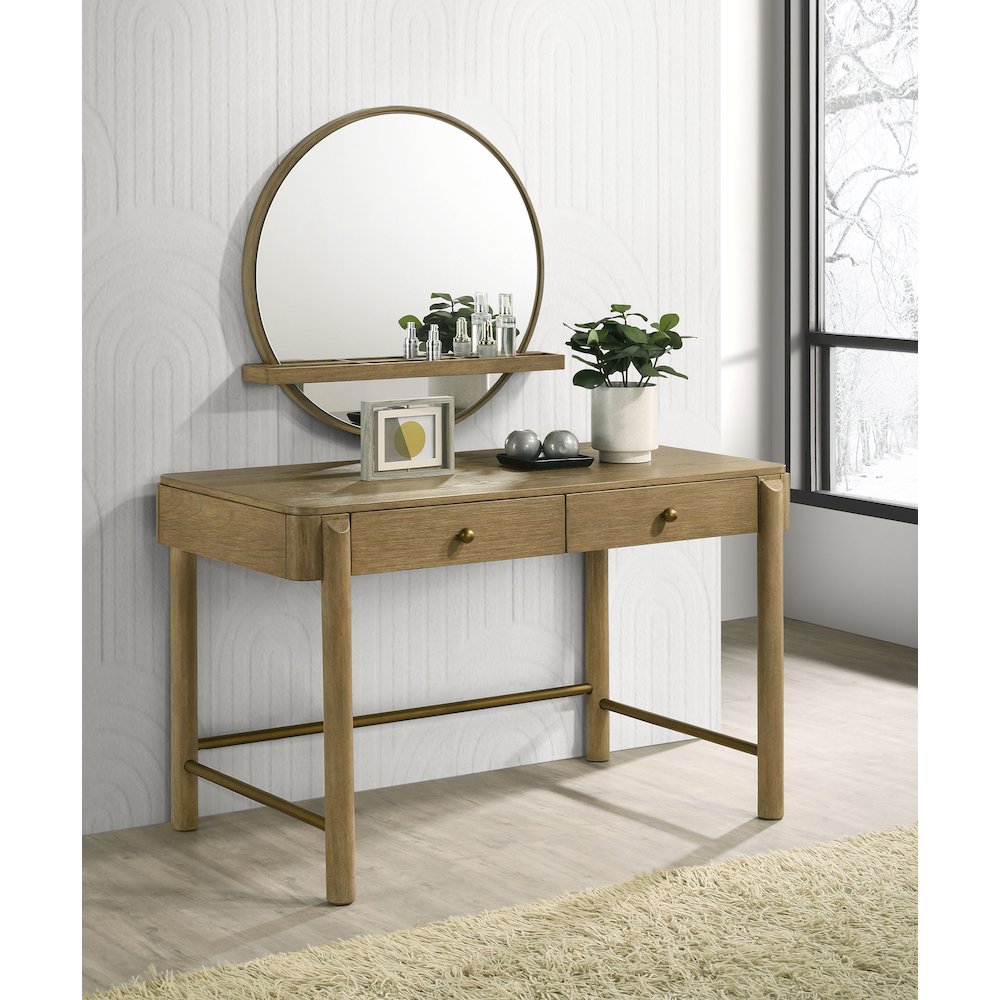 Arini 2-piece Makeup Vanity Table and Mirror Set Sand Wash