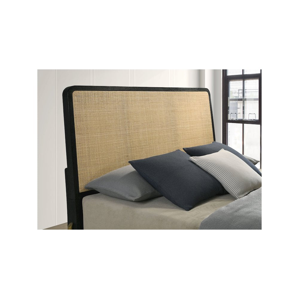 Arini Rattan Eastern King Panel Bed Black and Natural
