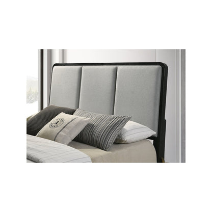 Arini Upholstered Queen Panel Bed Black and Grey