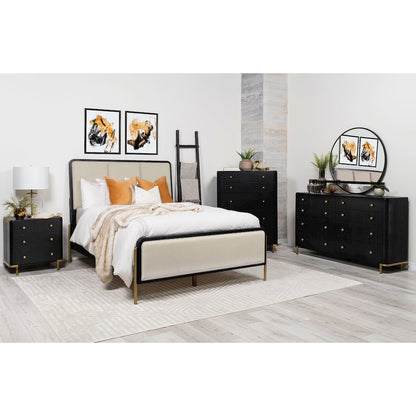 Arini 56-inch Queen Panel Bed Cream and Black