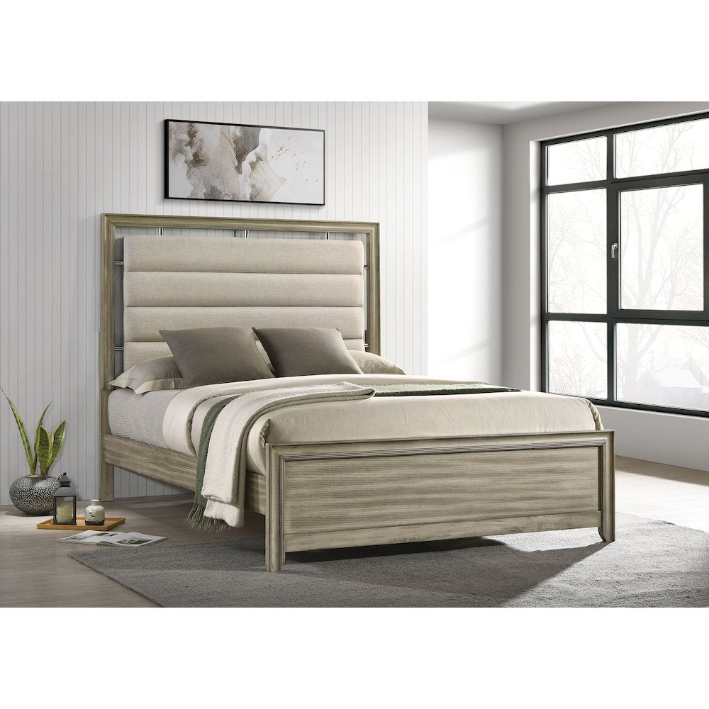 Giselle Wood California King Panel Bed Rustic Beige