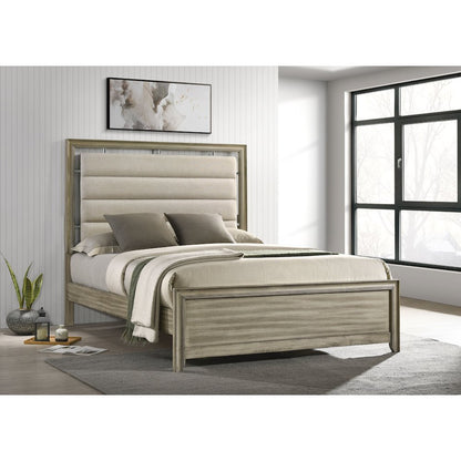 Giselle Wood California King Panel Bed Rustic Beige