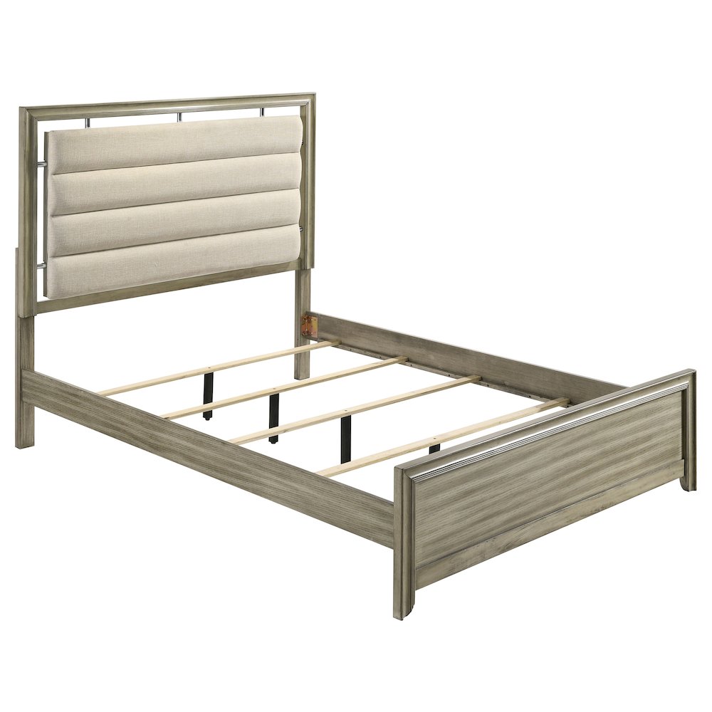 Giselle Wood California King Panel Bed Rustic Beige