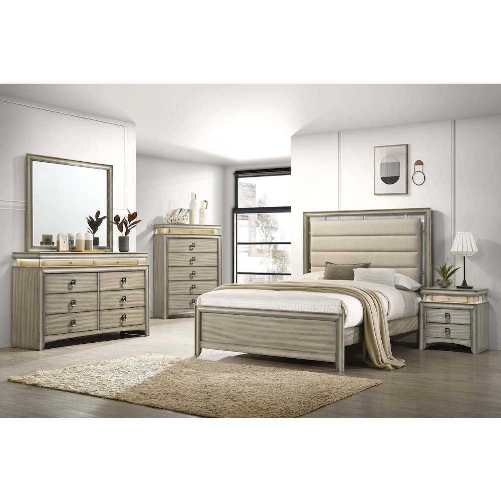 Giselle Wood California King Panel Bed Rustic Beige