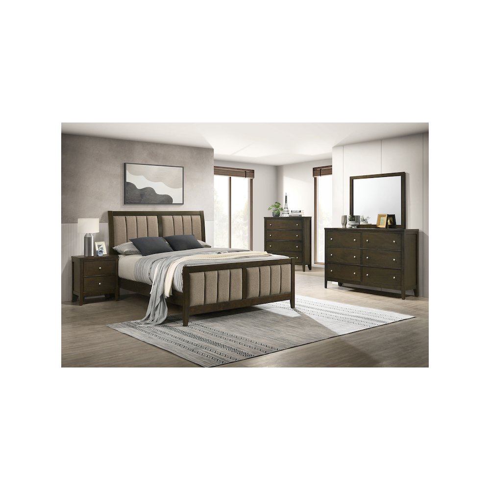 Wilkes 51-inch Upholstered Full Bed Dark Cocoa