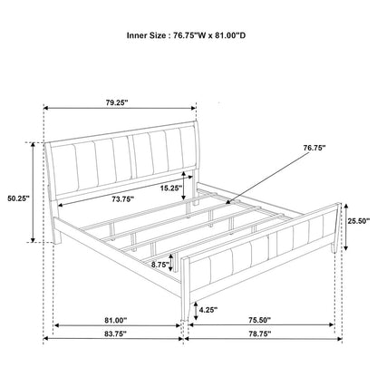 Wilkes 51-inch Upholstered Eastern King Bed Dark Cocoa