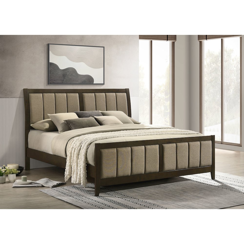 Wilkes 51-inch Upholstered California King Bed Dark Cocoa