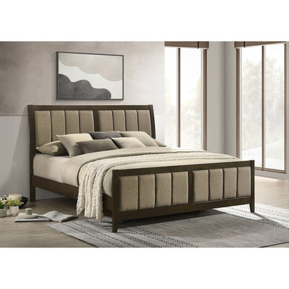Wilkes 51-inch Upholstered California King Bed Dark Cocoa