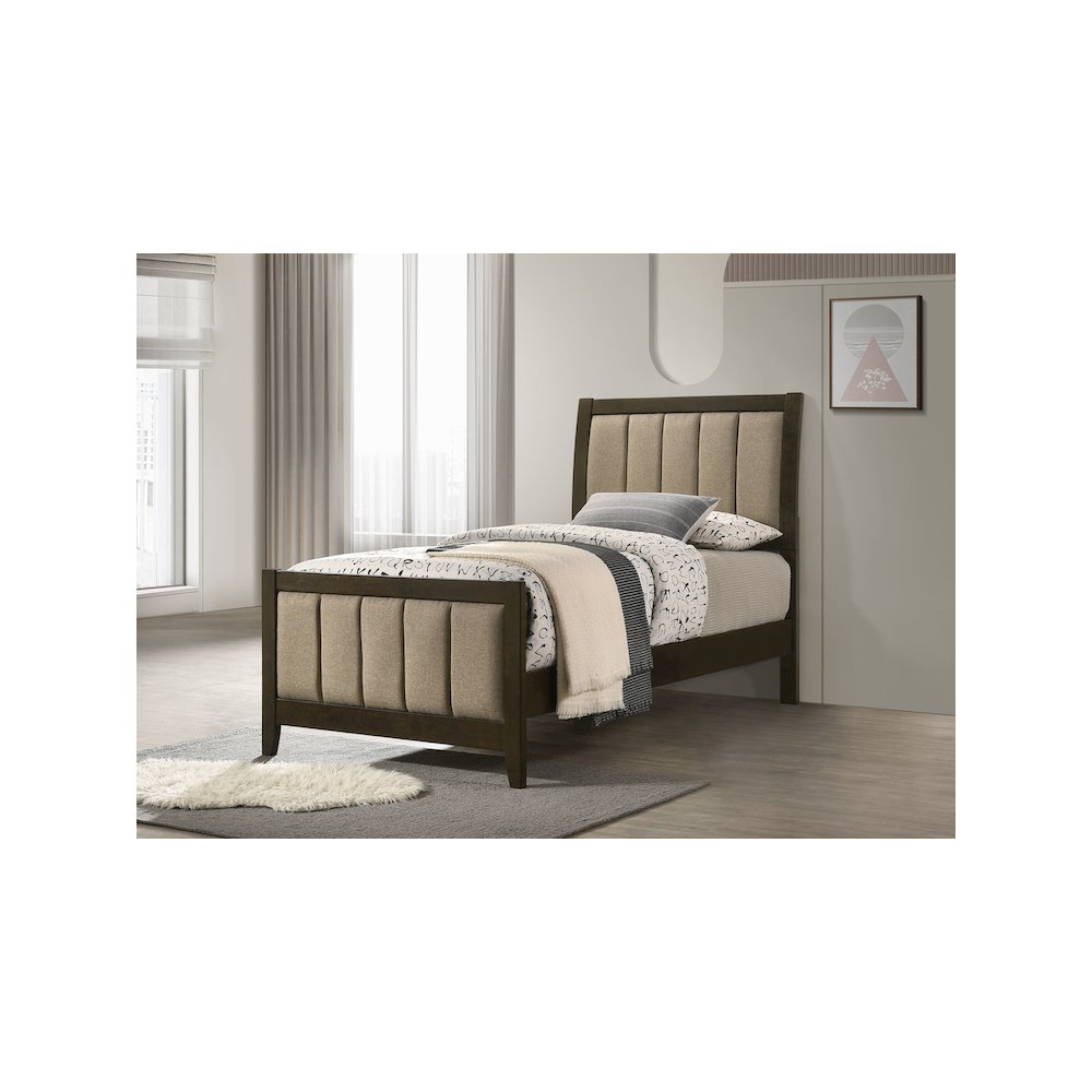 Wilkes 51-inch Upholstered Twin Bed Dark Cocoa
