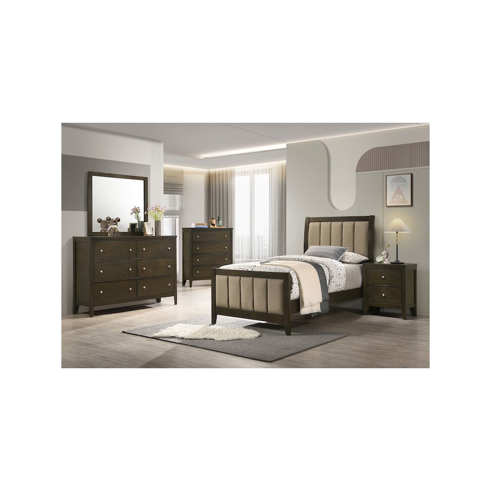 Wilkes 51-inch Upholstered Twin Bed Dark Cocoa