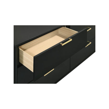 Kendall 6-drawer Dresser with Mirror Black