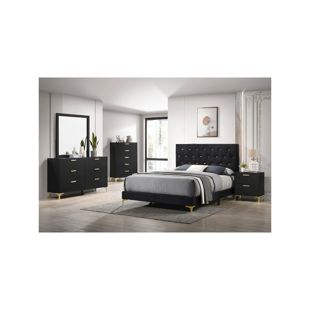 Kendall 6-drawer Dresser with Mirror Black