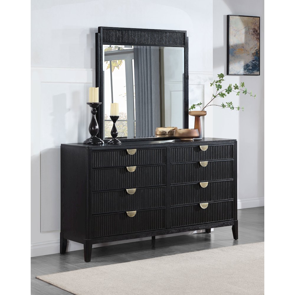 Brookmead 8-drawer Dresser with Mirror Black