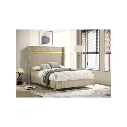 Lucia 61-inch Upholstered Queen Wingback Bed Beige