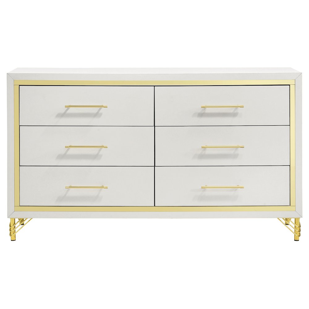 Lucia 4-piece Queen Bedroom Set Beige and White