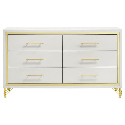 Lucia 4-piece Queen Bedroom Set Beige and White