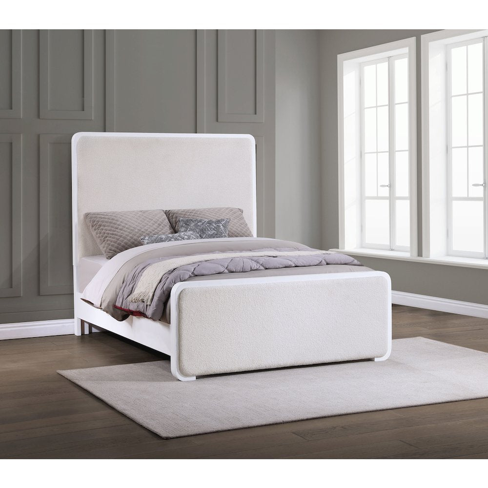 Anastasia Upholstered Eastern King Panel Bed Pearl White