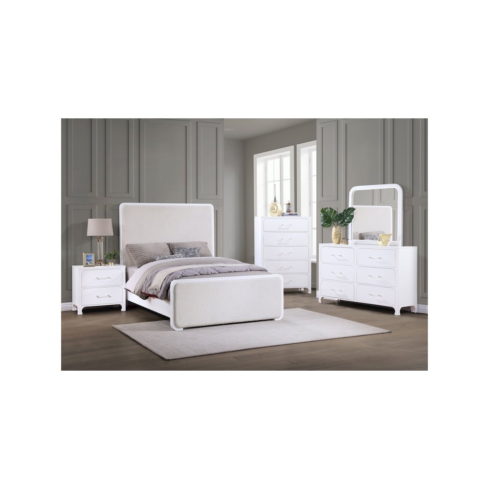 Anastasia Upholstered Queen Panel Bed Pearl White