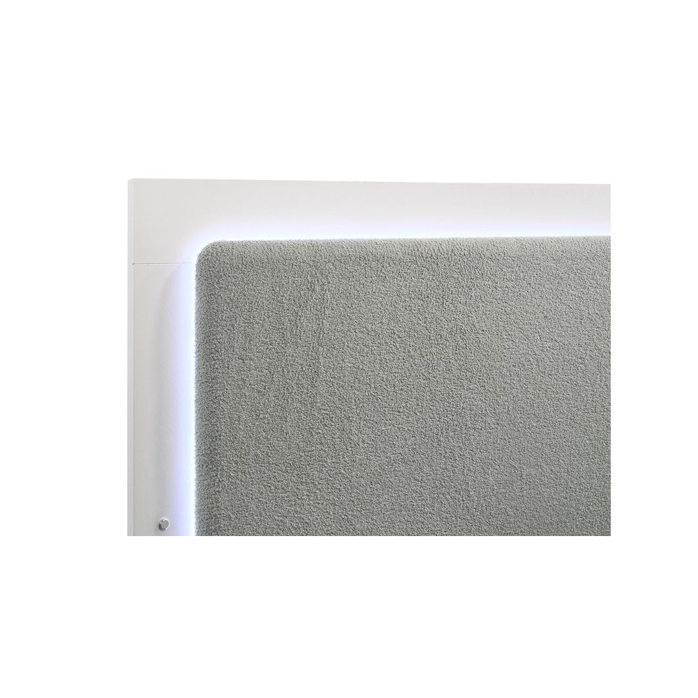 Caraway Wood Queen LED Panel Bed White