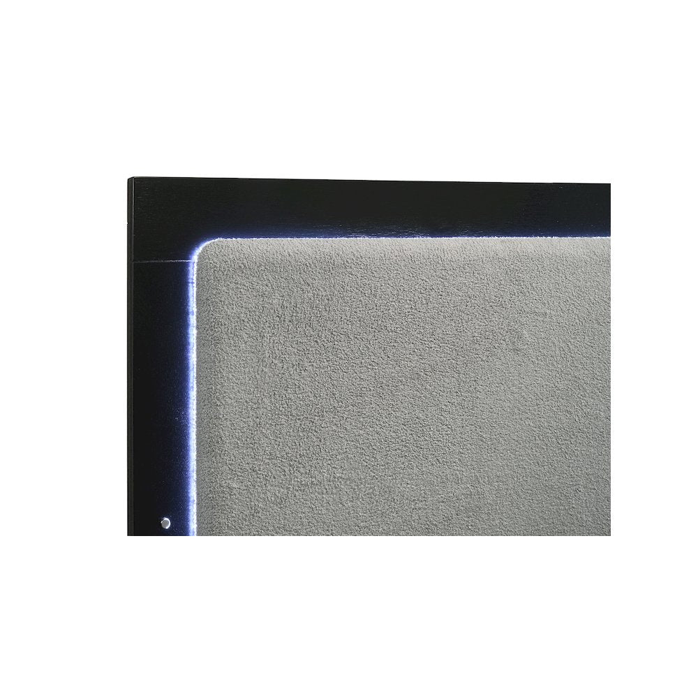 Caraway Wood Eastern King LED Panel Bed Black