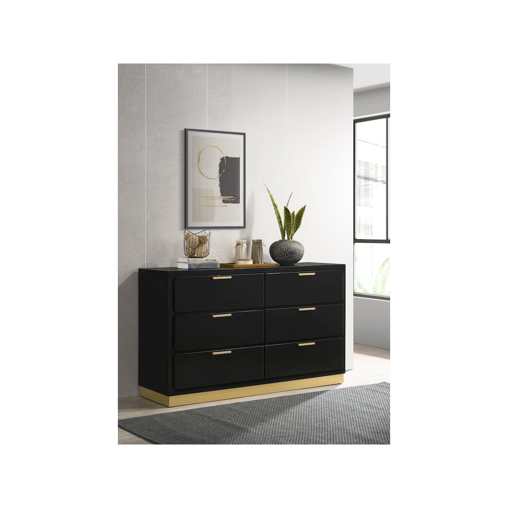 Caraway 6-drawer Dresser Black
