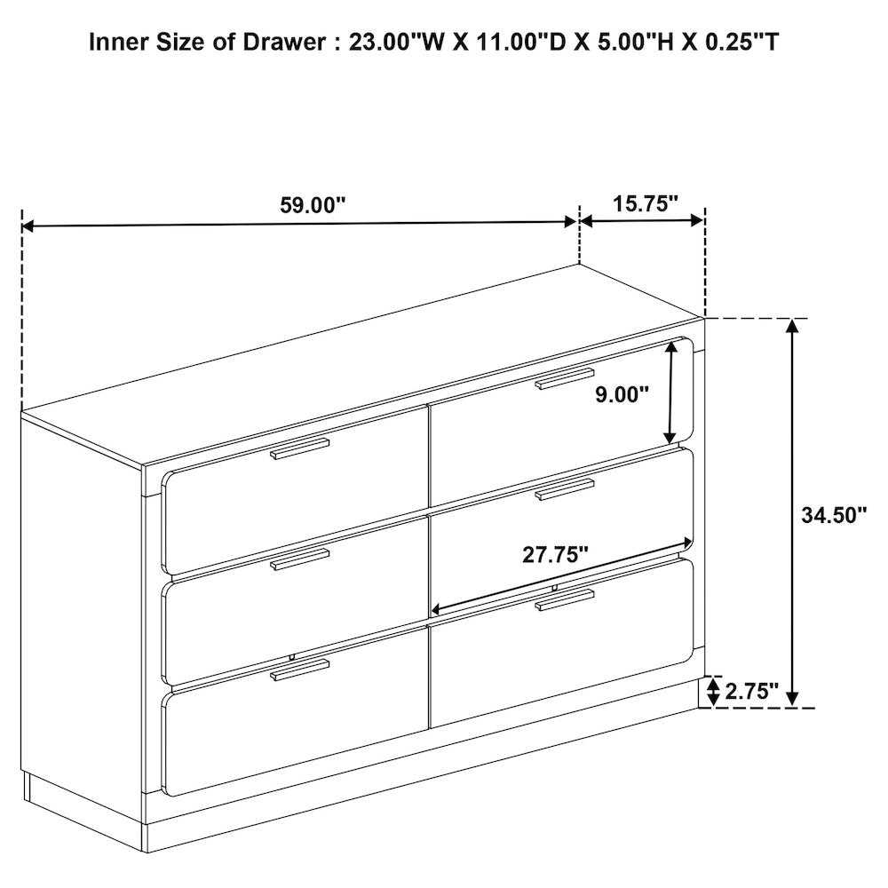 Caraway 6-drawer Dresser Black