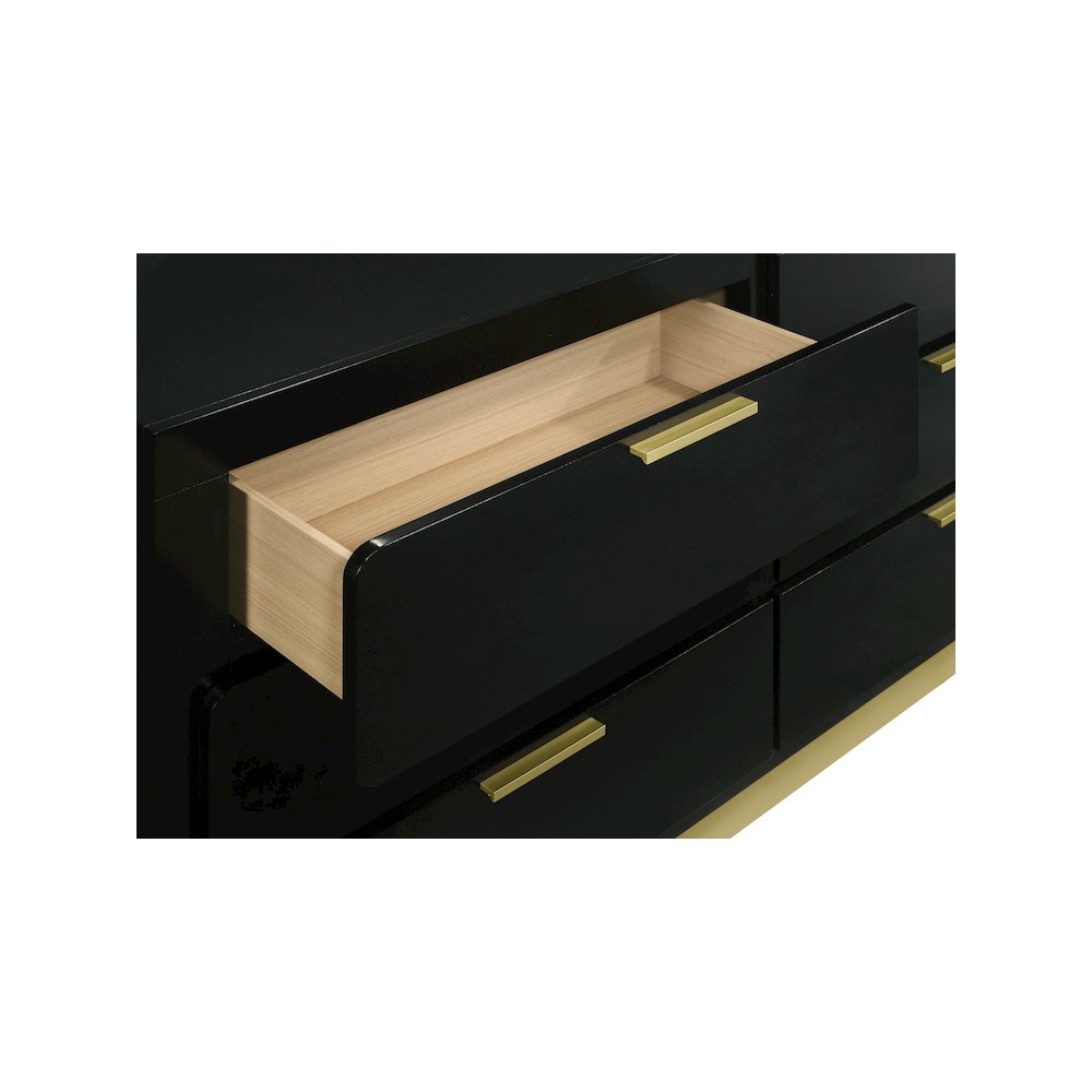 Caraway 6-drawer Dresser with Mirror Black