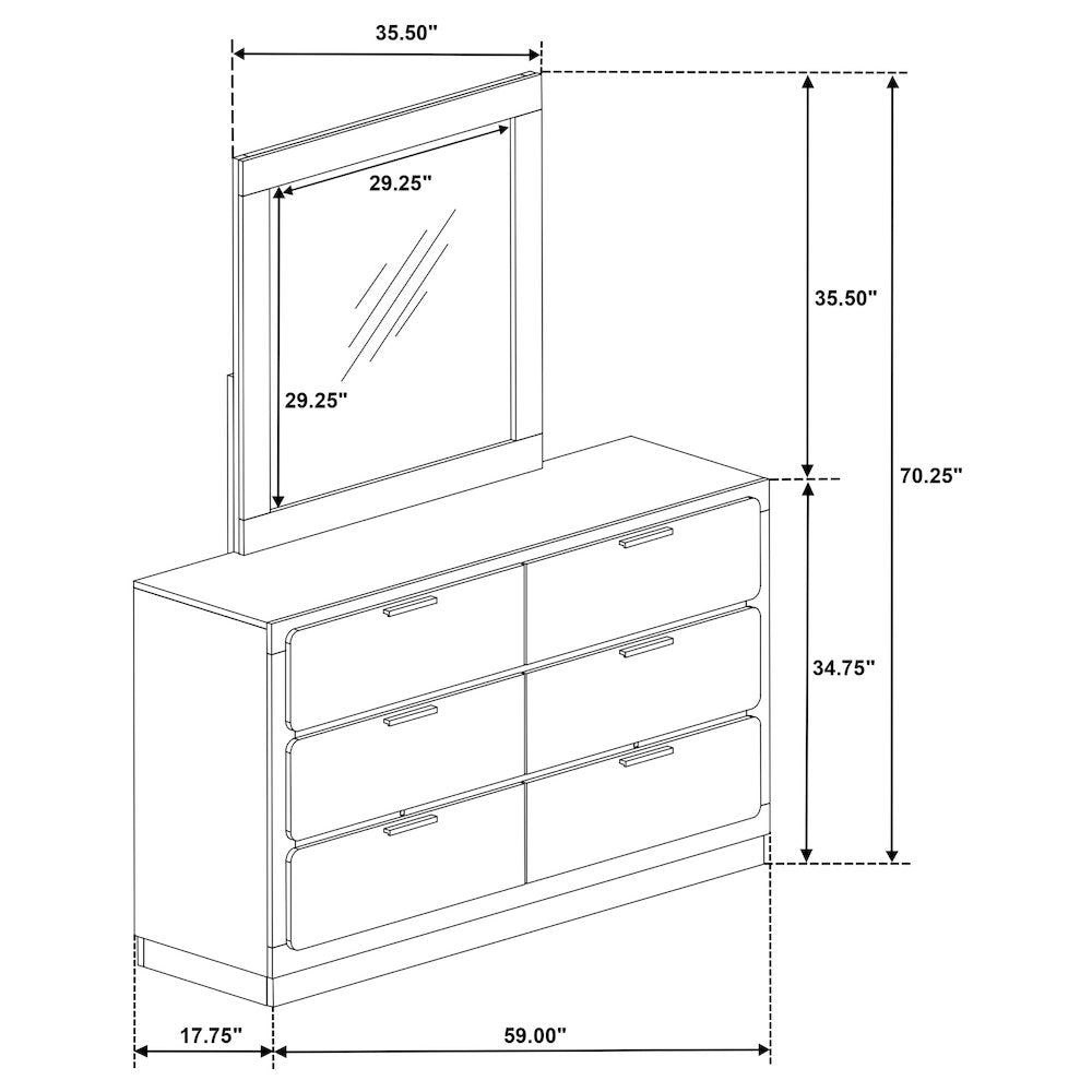 Caraway 6-drawer Dresser with Mirror Black
