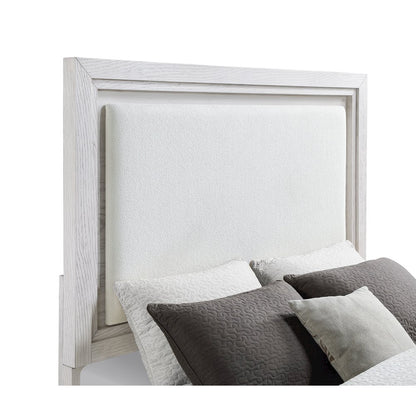 Marielle Queen Upholstered Panel Bed Distressed White