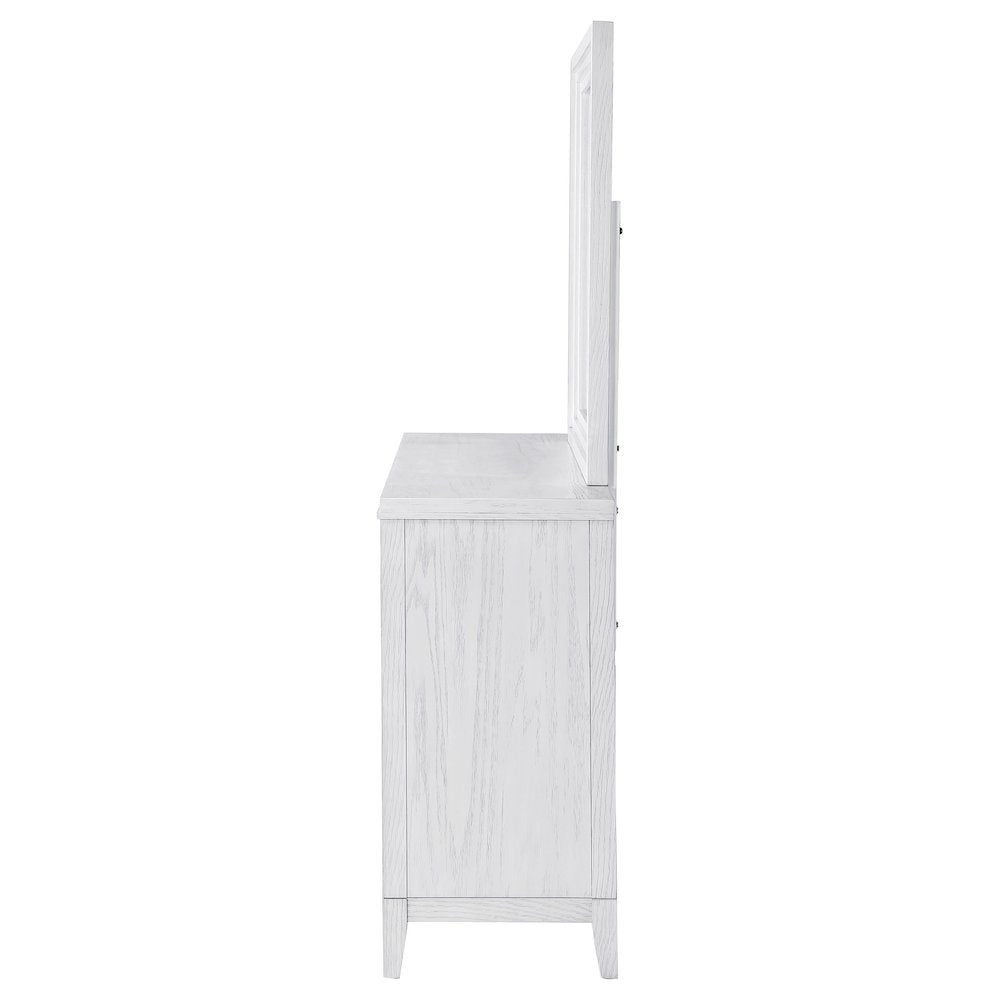Marielle 6-drawer Dresser with Mirror Distressed White