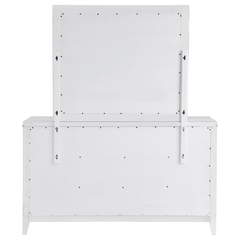 Marielle 6-drawer Dresser with Mirror Distressed White