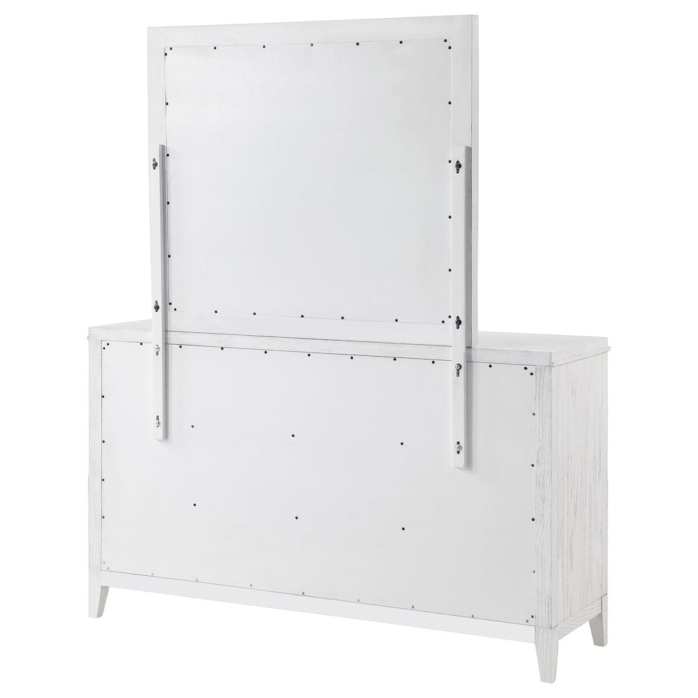 Marielle 6-drawer Dresser with Mirror Distressed White