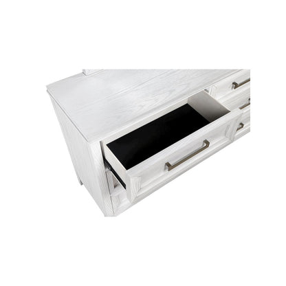 Marielle 6-drawer Dresser with Mirror Distressed White