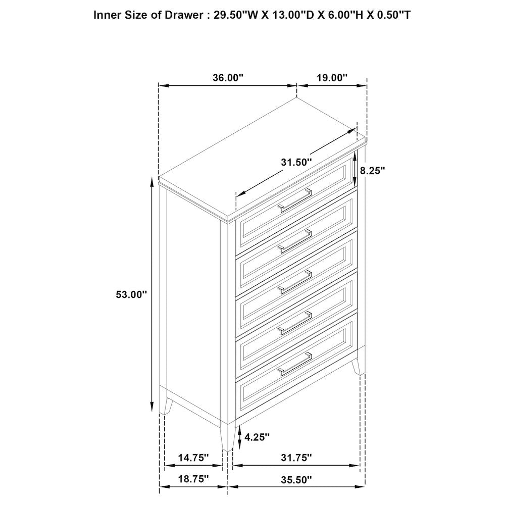 Marielle 5-drawer Bedroom Chest Distressed White