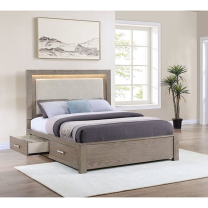 Kenora 56-inch California King LED Storage Bed Barley Brown