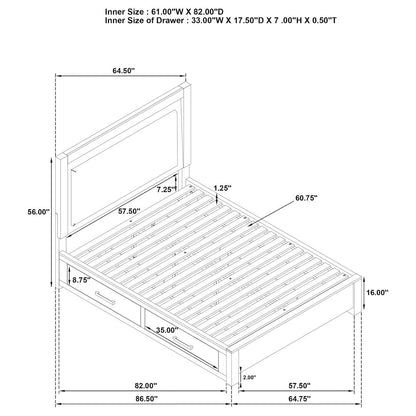 Kenora 56-inch Queen LED Storage Bed Barley Brown