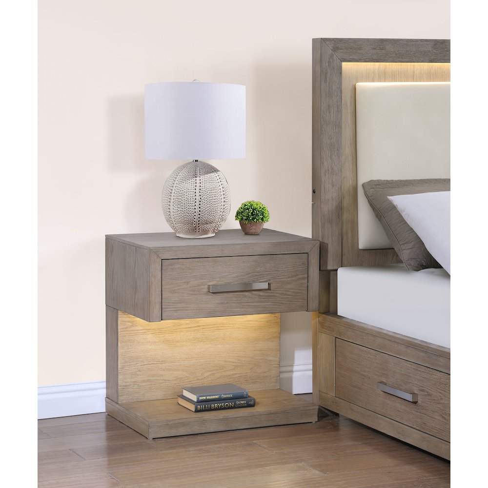 Kenora 1-drawer Nightstand Bedside Table Barley Brown