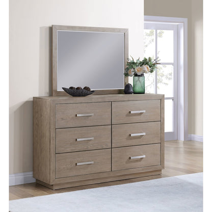 Kenora 6-drawer Dresser and Mirror Barley Brown